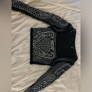 Pearl and rhinestone black long sleeve crop top from Windsor